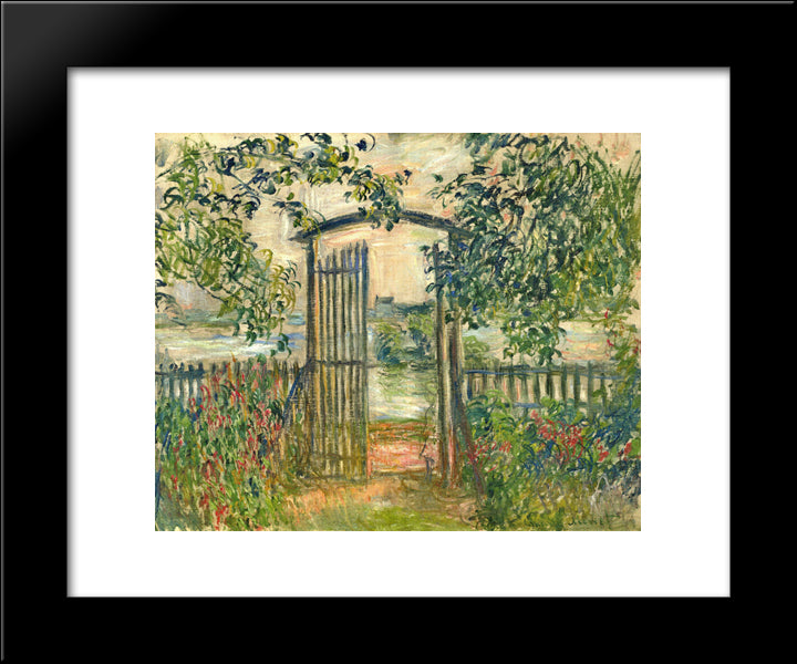 The Garden Gate At Vetheuil 20x24 Black Modern Wood Framed Art Print Poster by Monet, Claude