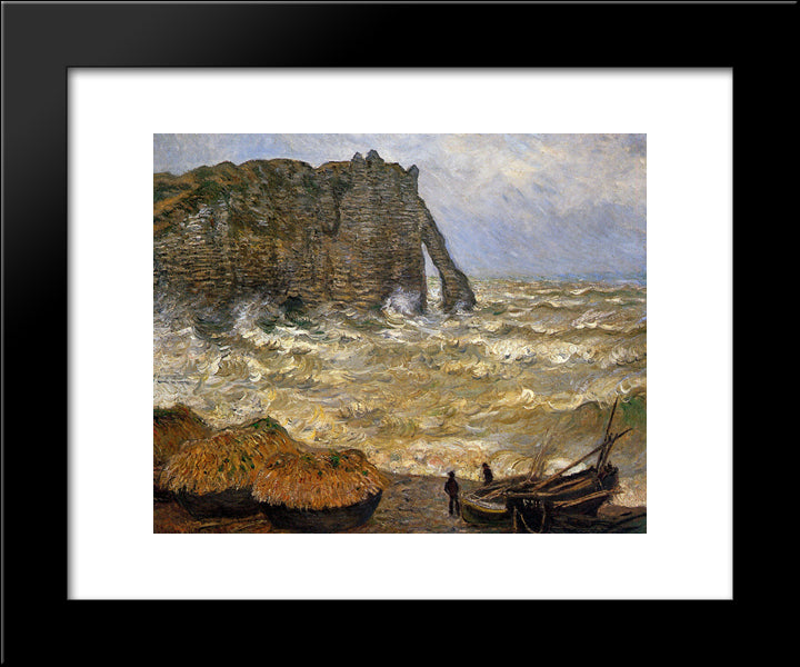 Rough Sea At Etretat 20x24 Black Modern Wood Framed Art Print Poster by Monet, Claude