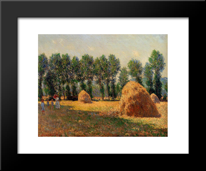 Haystacks At Giverny 20x24 Black Modern Wood Framed Art Print Poster by Monet, Claude