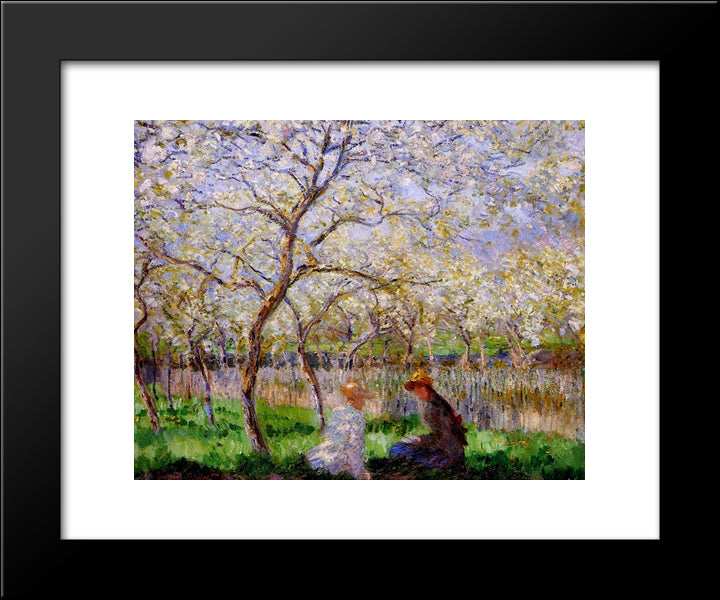 Springtime 20x24 Black Modern Wood Framed Art Print Poster by Monet, Claude
