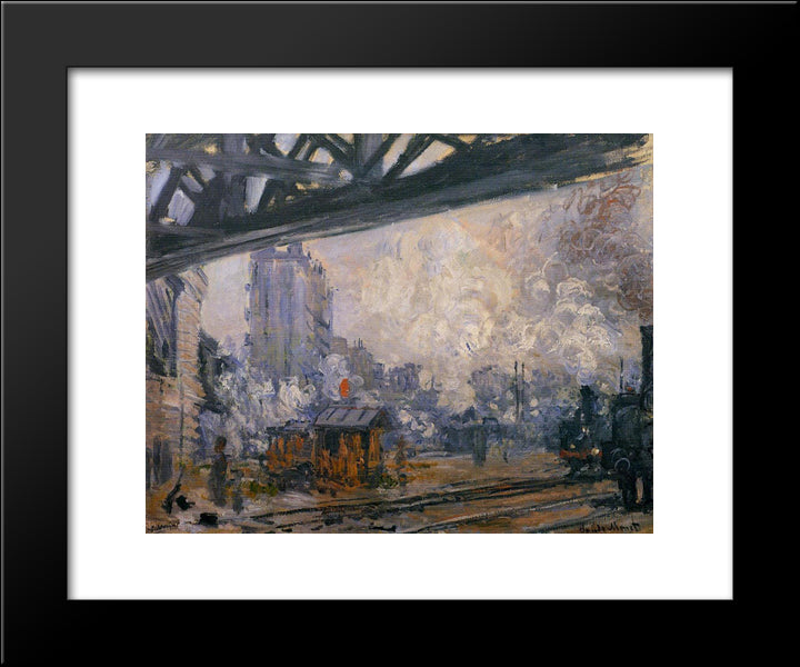 Saint-Lazare Station, Exterior View 20x24 Black Modern Wood Framed Art Print Poster by Monet, Claude