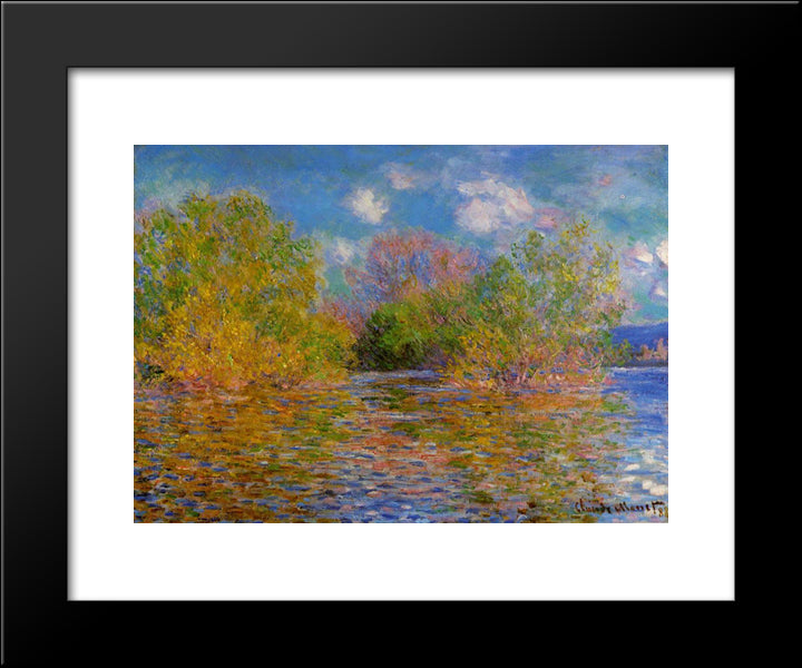 The Seine Near Giverny 20x24 Black Modern Wood Framed Art Print Poster by Monet, Claude