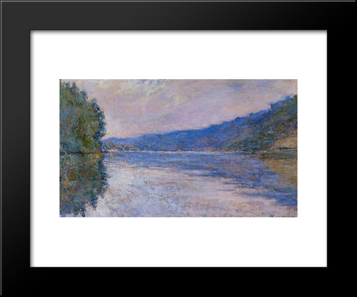 The Seine At Port-Villez 20x24 Black Modern Wood Framed Art Print Poster by Monet, Claude