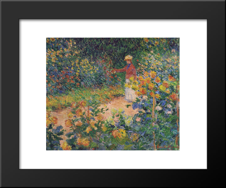 In The Garden 20x24 Black Modern Wood Framed Art Print Poster by Monet, Claude