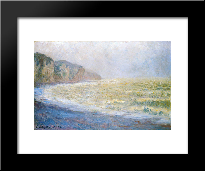 Cliff At Pourville 20x24 Black Modern Wood Framed Art Print Poster by Monet, Claude