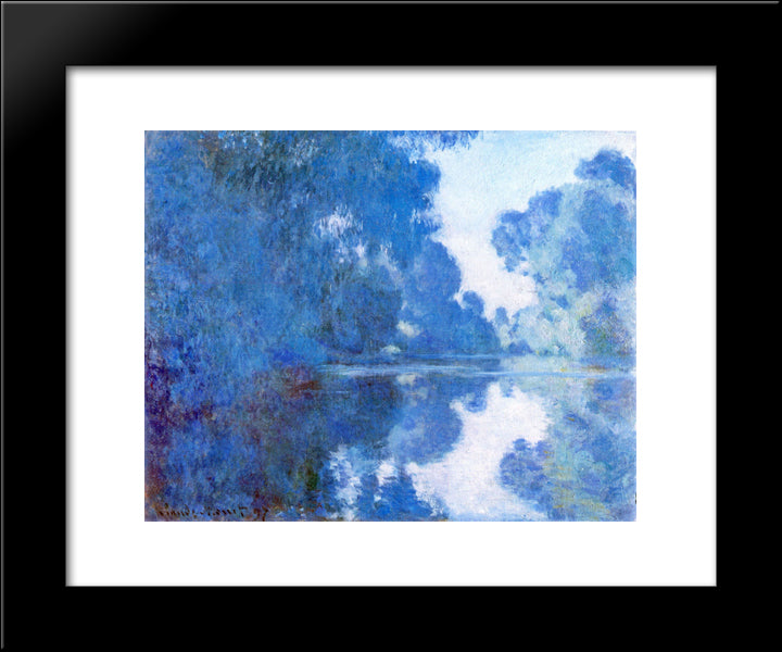 Morning On The Seine 20x24 Black Modern Wood Framed Art Print Poster by Monet, Claude