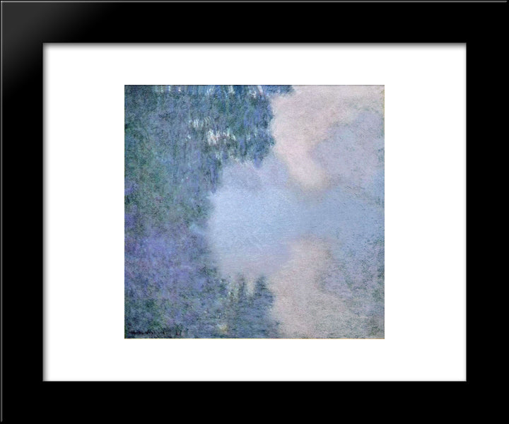 Morning On The Seine 02 20x24 Black Modern Wood Framed Art Print Poster by Monet, Claude