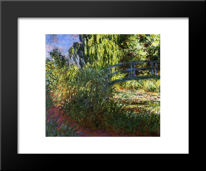 The Japanese Bridge (The Water-Lily Pond And Path By The Water) 20x24 Black Modern Wood Framed Art Print Poster by Monet, Claude