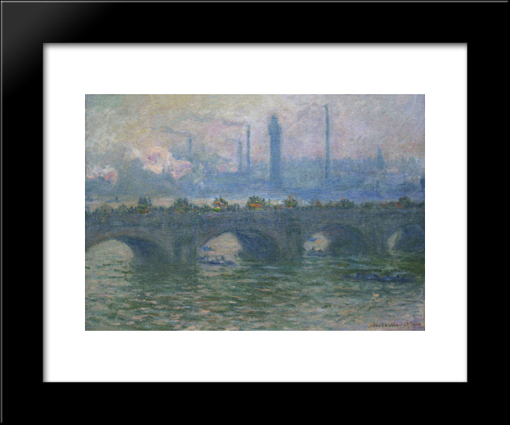 Waterloo Bridge 20x24 Black Modern Wood Framed Art Print Poster by Monet, Claude