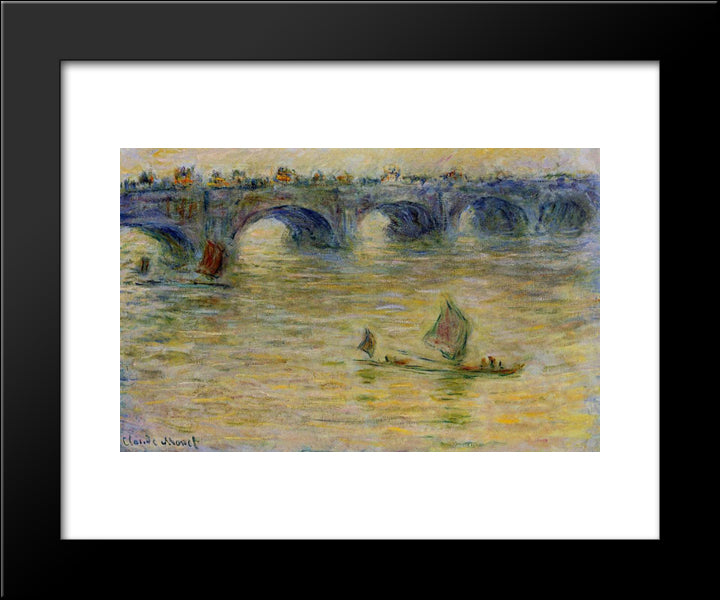 Waterloo Bridge 20x24 Black Modern Wood Framed Art Print Poster by Monet, Claude