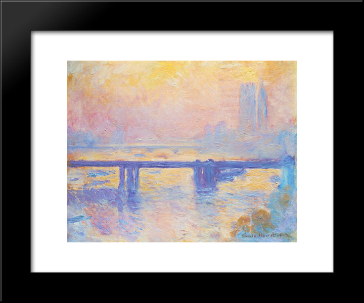 Charing Cross Bridge 20x24 Black Modern Wood Framed Art Print Poster by Monet, Claude