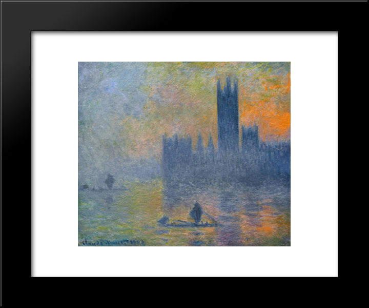 Houses Of Parliament, Fog Effect 20x24 Black Modern Wood Framed Art Print Poster by Monet, Claude