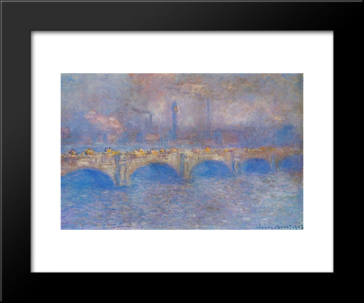 Waterloo Bridge, Sunlight Effect 20x24 Black Modern Wood Framed Art Print Poster by Monet, Claude