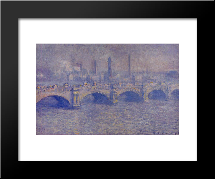 Waterloo Bridge, Sunlight Effect 20x24 Black Modern Wood Framed Art Print Poster by Monet, Claude