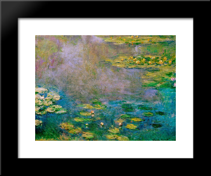 Water Lilies 20x24 Black Modern Wood Framed Art Print Poster by Monet, Claude