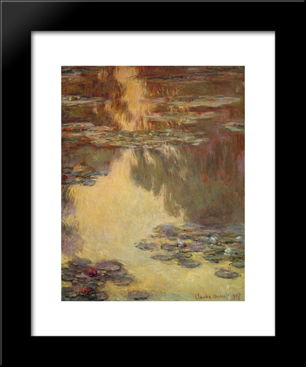 Water Lilies 20x24 Black Modern Wood Framed Art Print Poster by Monet, Claude