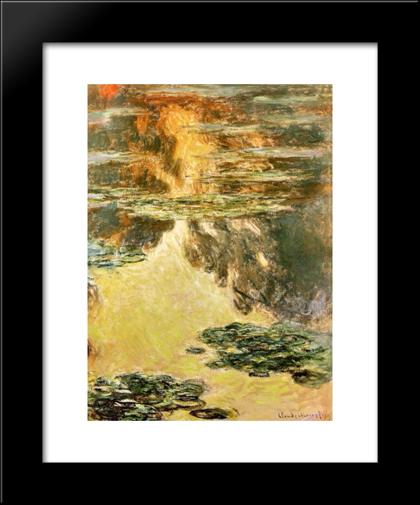 Water Lilies 20x24 Black Modern Wood Framed Art Print Poster by Monet, Claude