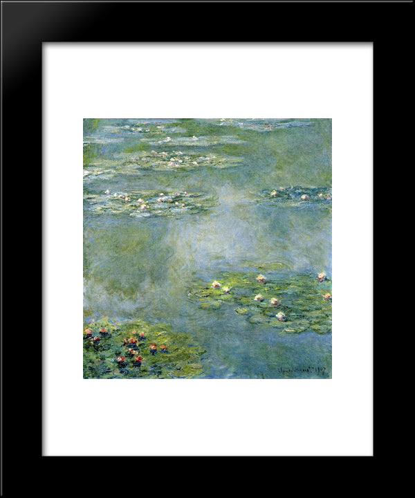 Water Lilies 20x24 Black Modern Wood Framed Art Print Poster by Monet, Claude