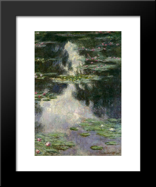 Water Lilies 20x24 Black Modern Wood Framed Art Print Poster by Monet, Claude