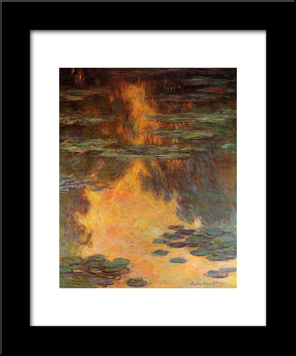 Water Lilies 20x24 Black Modern Wood Framed Art Print Poster by Monet, Claude