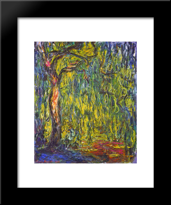 Weeping Willow 20x24 Black Modern Wood Framed Art Print Poster by Monet, Claude