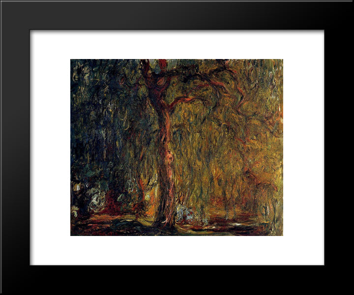 Weeping Willow 20x24 Black Modern Wood Framed Art Print Poster by Monet, Claude