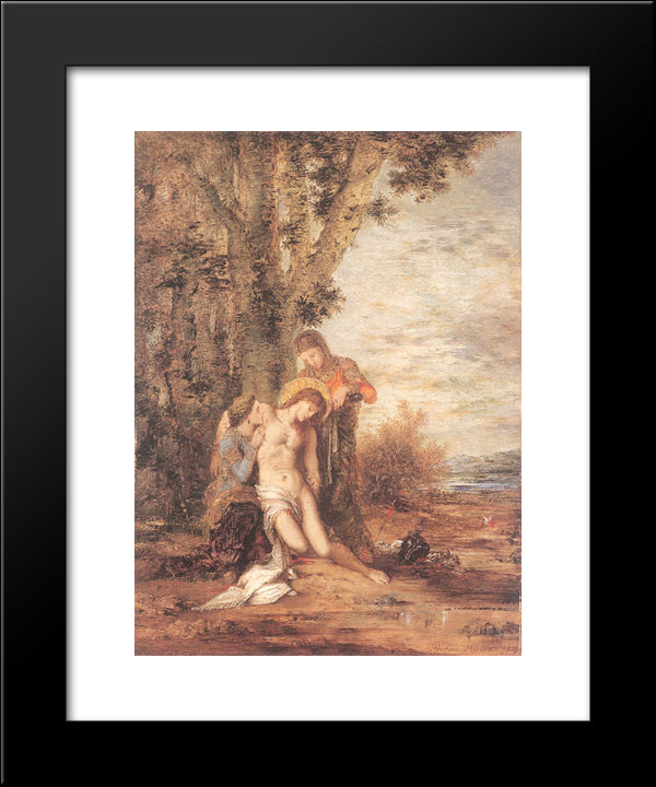 The Martyred St. Sebastian 20x24 Black Modern Wood Framed Art Print Poster by Moreau, Gustave