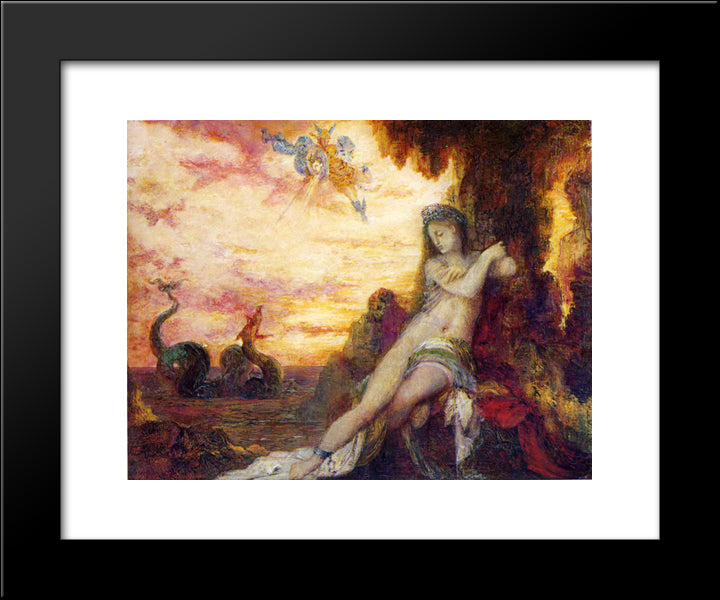 Perseus And Andromeda 20x24 Black Modern Wood Framed Art Print Poster by Moreau, Gustave