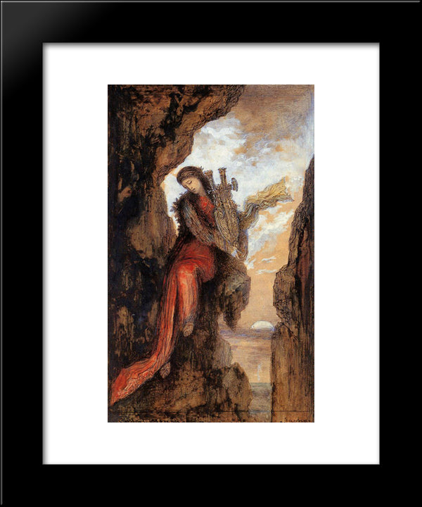 Sappho On The Cliff 20x24 Black Modern Wood Framed Art Print Poster by Moreau, Gustave