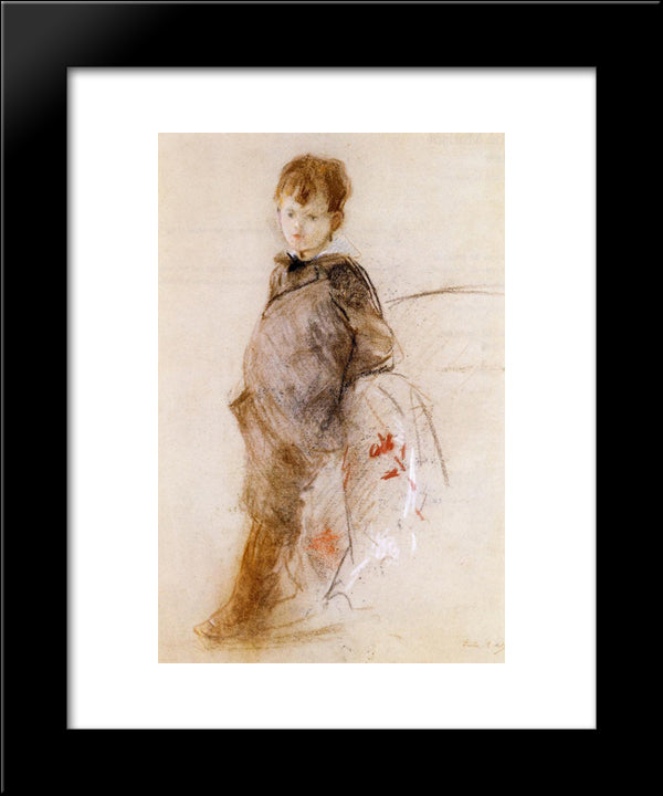 Portrait Of Marcel 20x24 Black Modern Wood Framed Art Print Poster by Morisot, Berthe