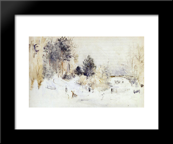 Snowy Landscape (Aka Frost) 20x24 Black Modern Wood Framed Art Print Poster by Morisot, Berthe