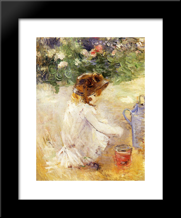 Playing In The Sand 20x24 Black Modern Wood Framed Art Print Poster by Morisot, Berthe