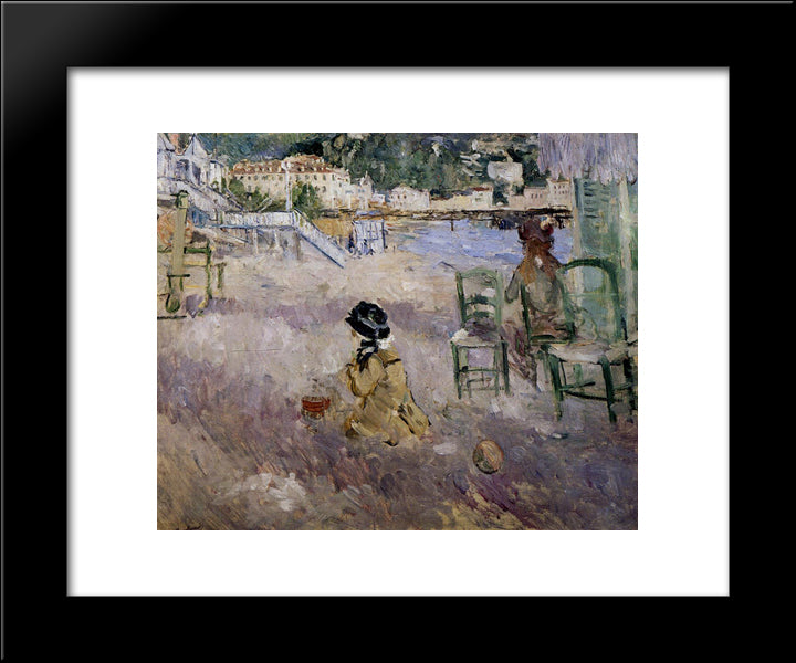 The Beach At Nice 20x24 Black Modern Wood Framed Art Print Poster by Morisot, Berthe