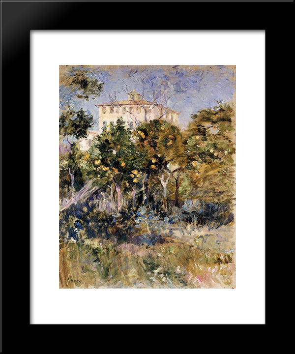 Villa With Orange Trees, Nice 20x24 Black Modern Wood Framed Art Print Poster by Morisot, Berthe