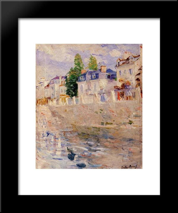 The Quay At Bougival 20x24 Black Modern Wood Framed Art Print Poster by Morisot, Berthe
