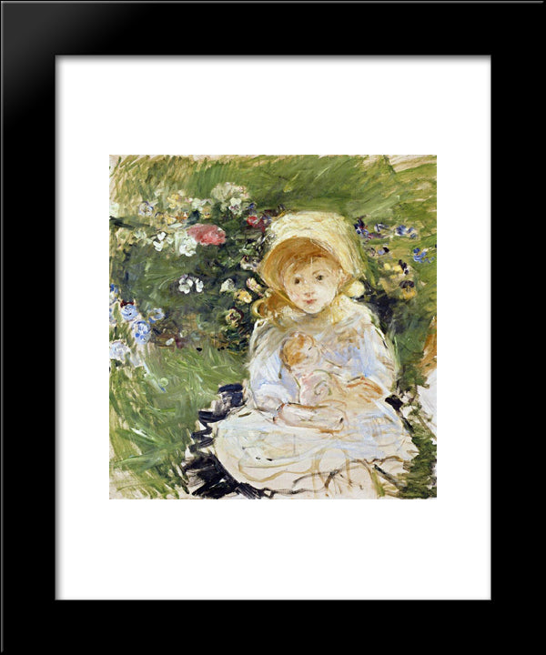 Young Girl With Doll 20x24 Black Modern Wood Framed Art Print Poster by Morisot, Berthe
