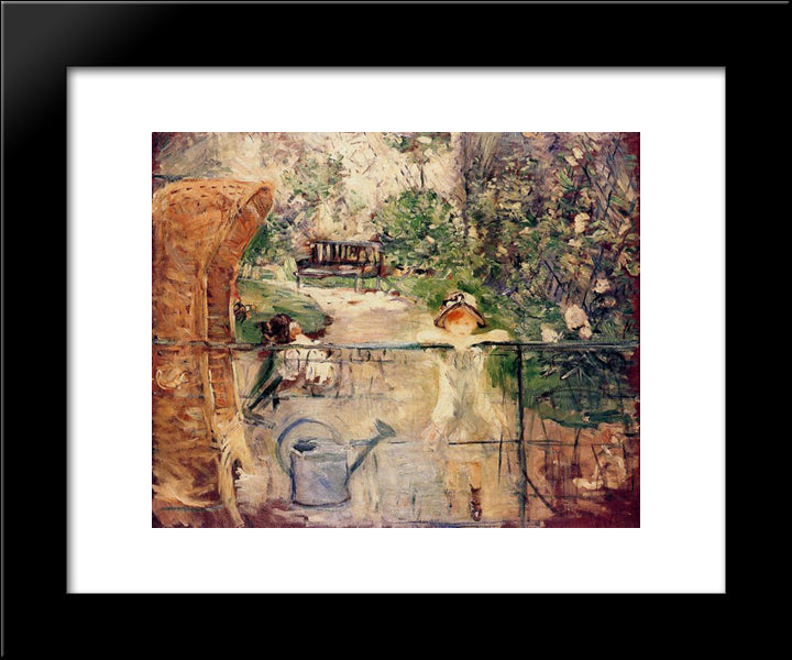 Little Girls In The Garden 20x24 Black Modern Wood Framed Art Print Poster by Morisot, Berthe