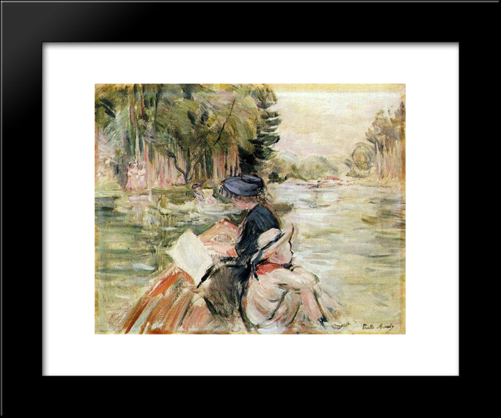 Woman With A Child In A Boat 20x24 Black Modern Wood Framed Art Print Poster by Morisot, Berthe