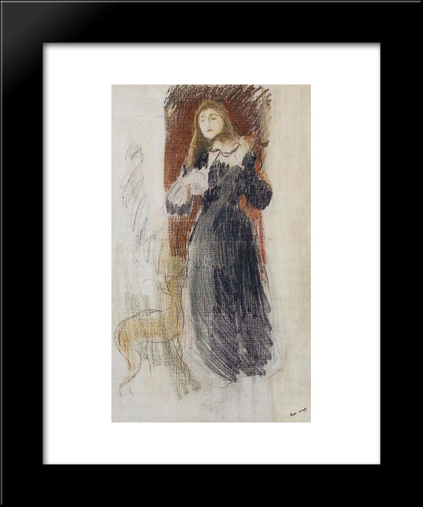 The Violin 20x24 Black Modern Wood Framed Art Print Poster by Morisot, Berthe