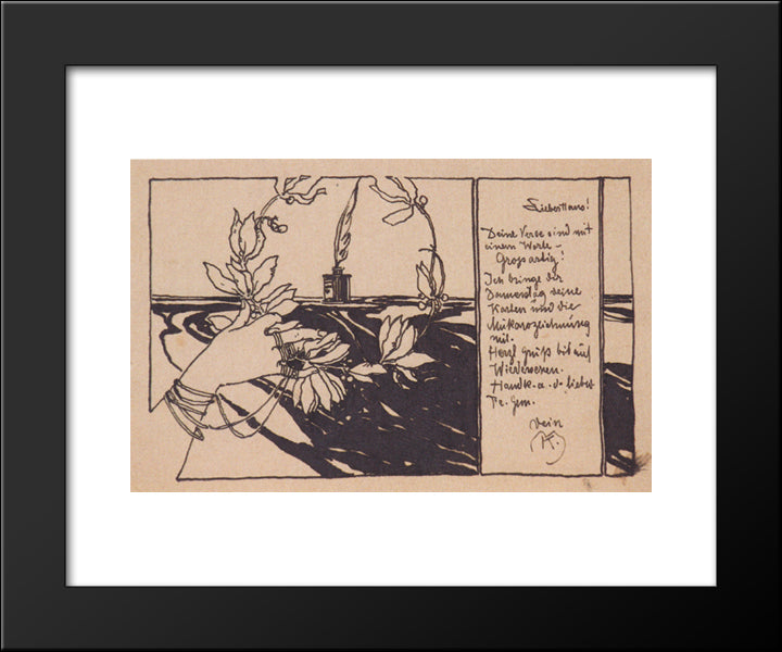 Laurel Wreath 20x24 Black Modern Wood Framed Art Print Poster by Moser, Koloman