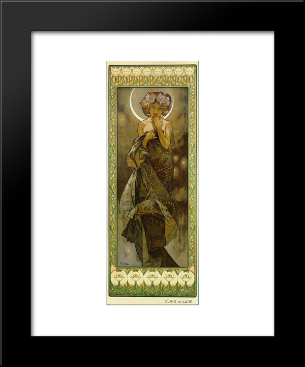 Evening Star 20x24 Black Modern Wood Framed Art Print Poster by Mucha, Alphonse