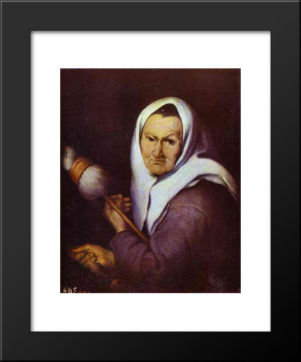 Old Woman With Distaff 20x24 Black Modern Wood Framed Art Print Poster by Murillo, Bartolome Esteban