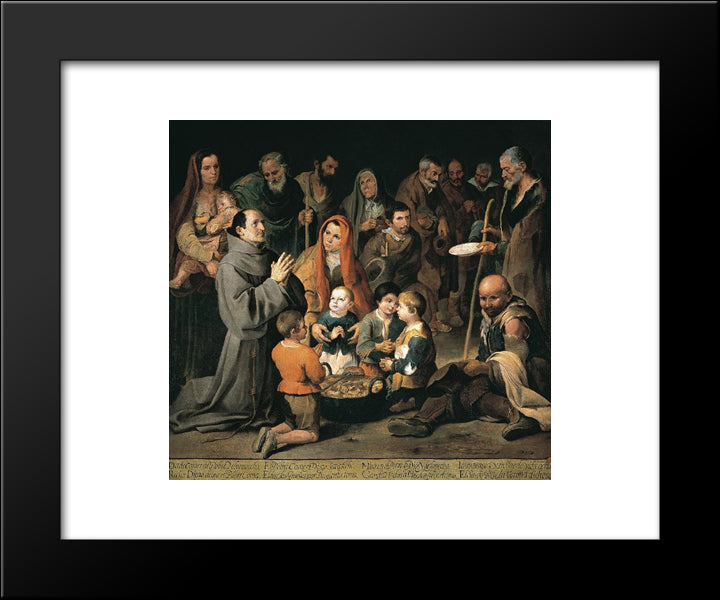 St. Diego Giving Alms 20x24 Black Modern Wood Framed Art Print Poster by Murillo, Bartolome Esteban