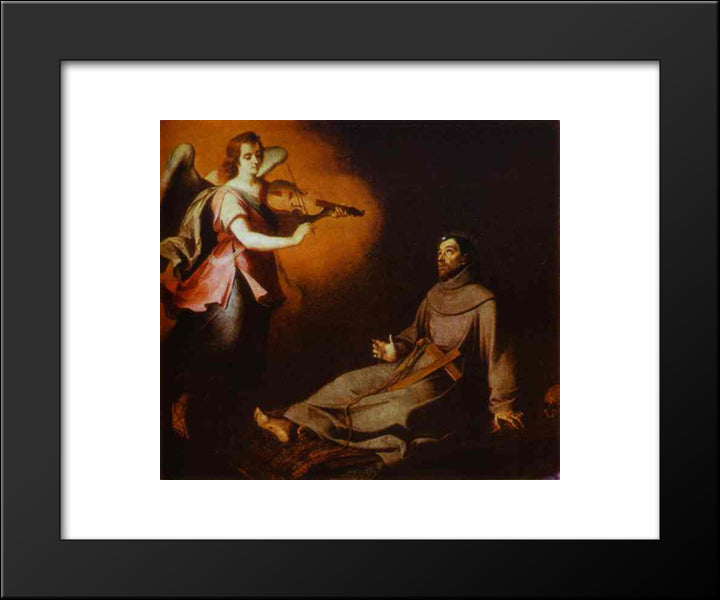 Vision To St. Francis 20x24 Black Modern Wood Framed Art Print Poster by Murillo, Bartolome Esteban