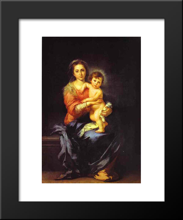 Madonna And Child 20x24 Black Modern Wood Framed Art Print Poster by Murillo, Bartolome Esteban