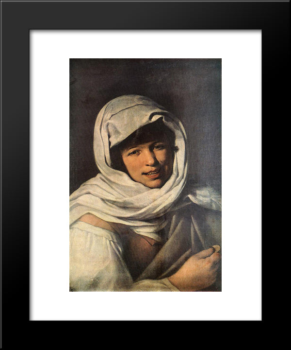 The Girl With A Coin (Girl Of Galicia) 20x24 Black Modern Wood Framed Art Print Poster by Murillo, Bartolome Esteban