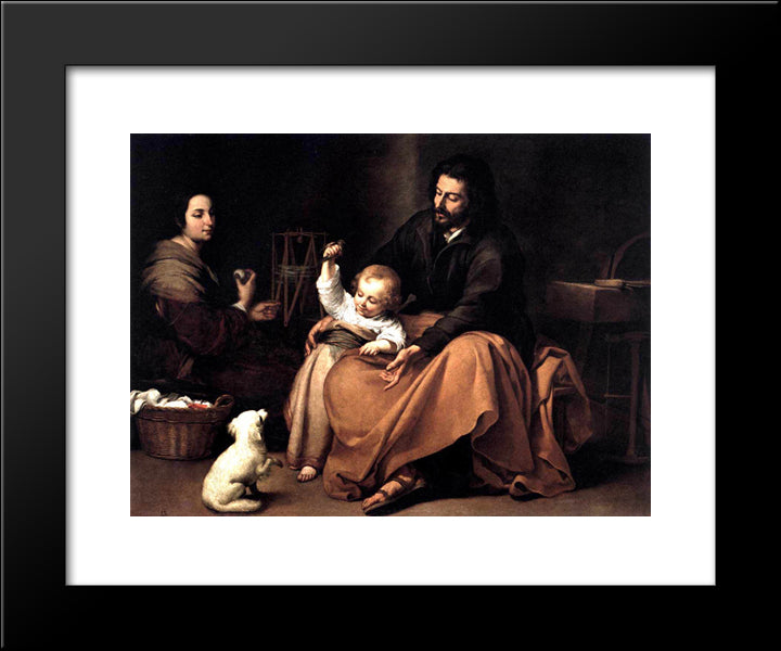 The Holy Family With The Little Bird 20x24 Black Modern Wood Framed Art Print Poster by Murillo, Bartolome Esteban