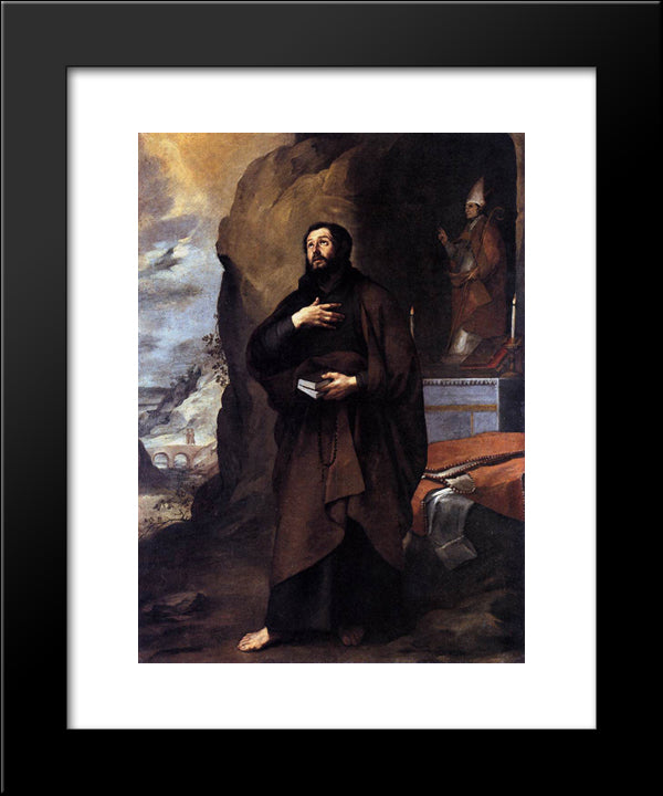 Saint Adelelmus Of Burgos 20x24 Black Modern Wood Framed Art Print Poster by Murillo, Bartolome Esteban