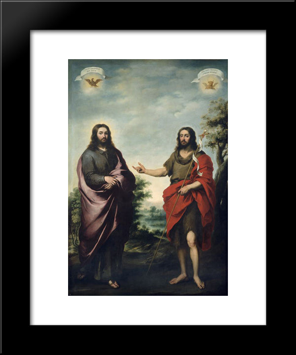 Saint John The Baptist Pointing To Christ 20x24 Black Modern Wood Framed Art Print Poster by Murillo, Bartolome Esteban