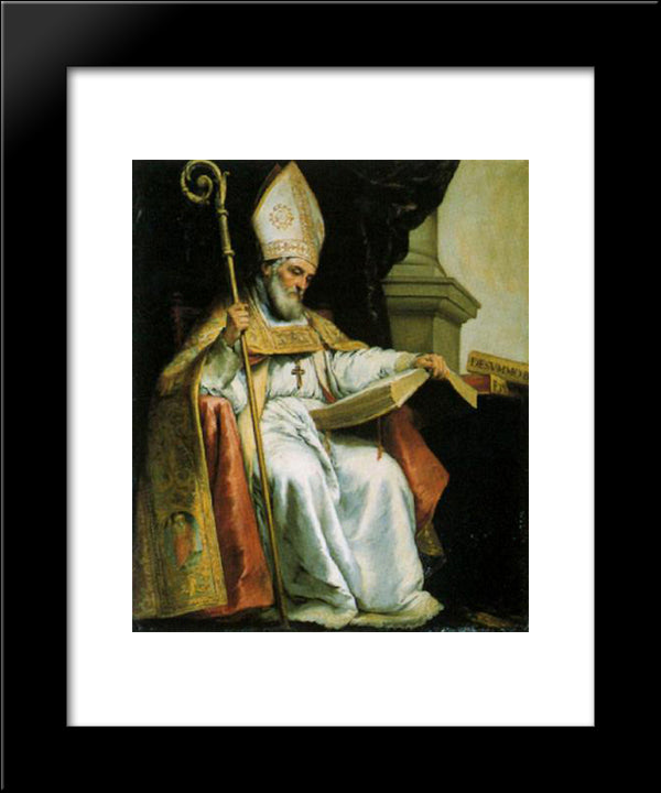 St. Isidore Of Seville 20x24 Black Modern Wood Framed Art Print Poster by Murillo, Bartolome Esteban